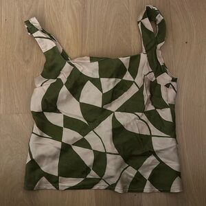 Green and cream triangle pattern topshop tank